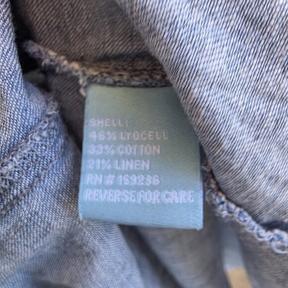 J. McLaughlin Blue Birdie Linen Blend Shirt Button Down Chambray Top Sz Small - Picture 3 of 5